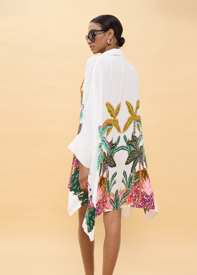 Chemise oversize à imprimé palmiers multicolores