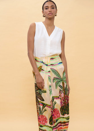 Multicolored Palm Print Skirt