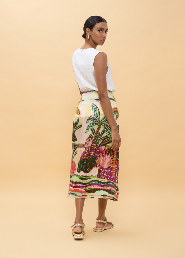 Multicolored Palm Print Skirt