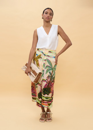 Falda estampado palmeras multicolor