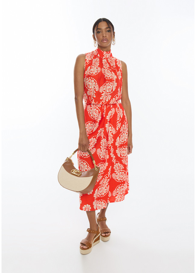 Top cuello alto paisley