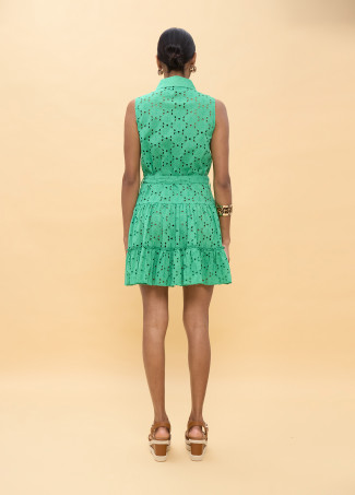 Robe courte volants broderie suisse