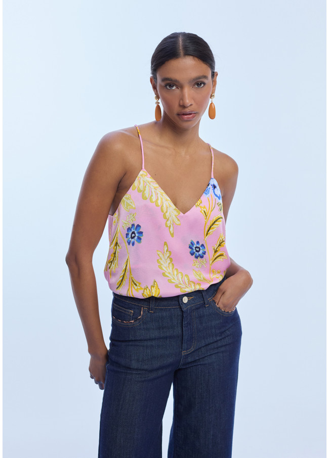 Top Lingerie en Satin Imprimé