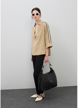 Bluse mit V-Ausschnitt Offen