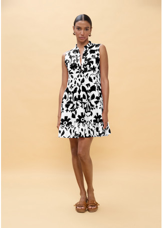 Short Dress with Floral Print and Ruffles