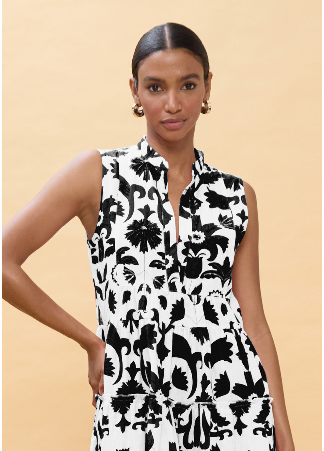 Short Dress with Floral Print and Ruffles