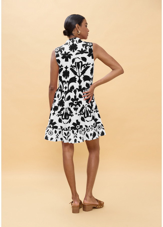 Robe courte avec imprimé floral et volants