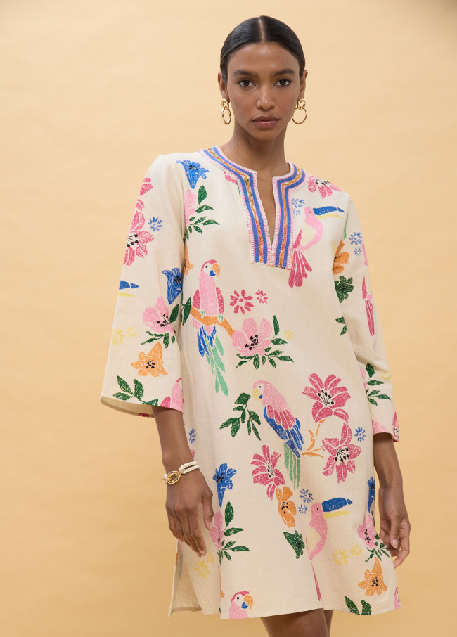 Robe courte avec perles multicolores