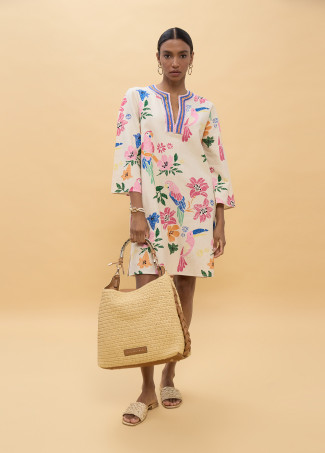 Robe courte avec perles multicolores