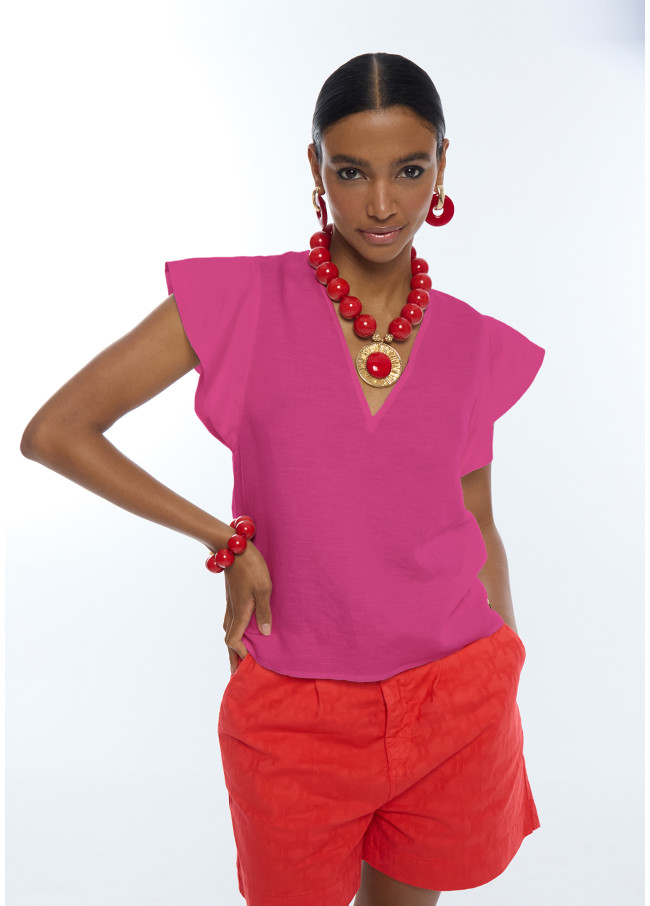 Blouse à Volants Manches Courtes