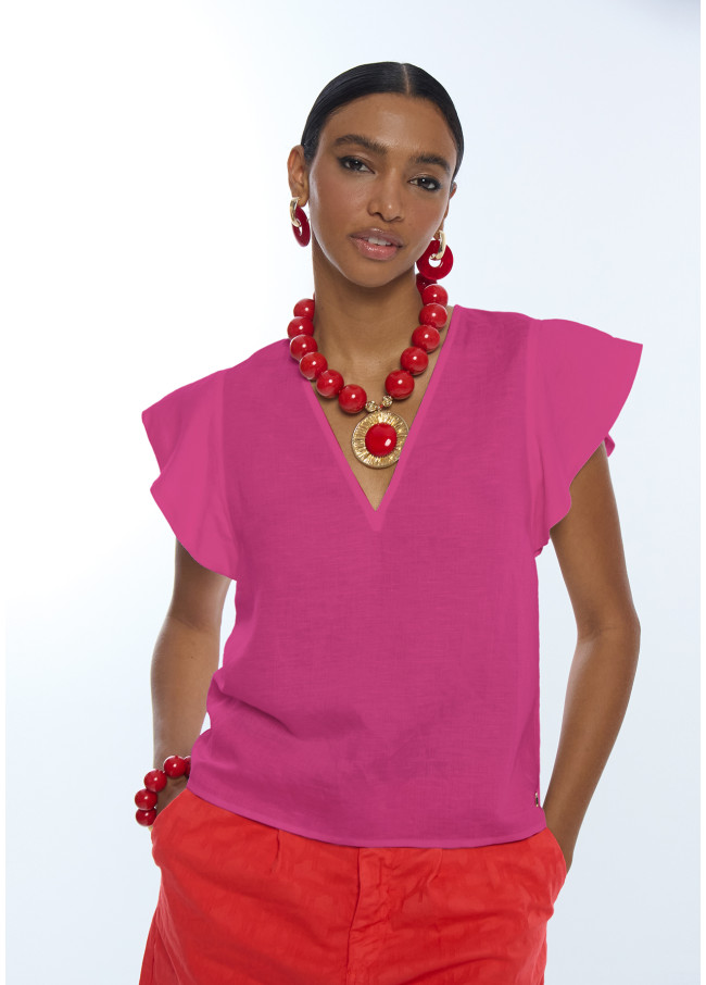 Blouse à Volants Manches Courtes