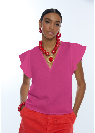 Short Sleeve Ruffle Blouse