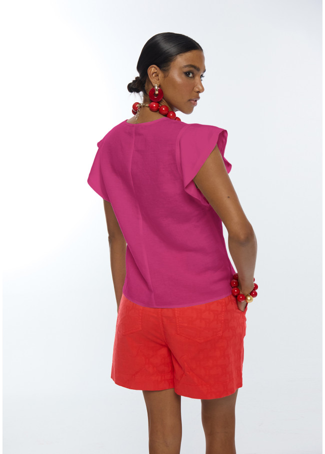 Blouse à Volants Manches Courtes