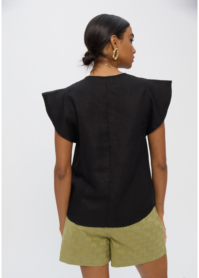 Blusa de Babados Manga Curta