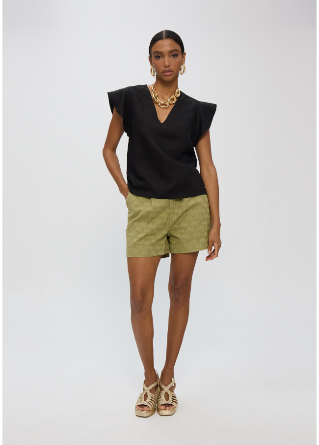 Ruffled Short Sleeve Blouse