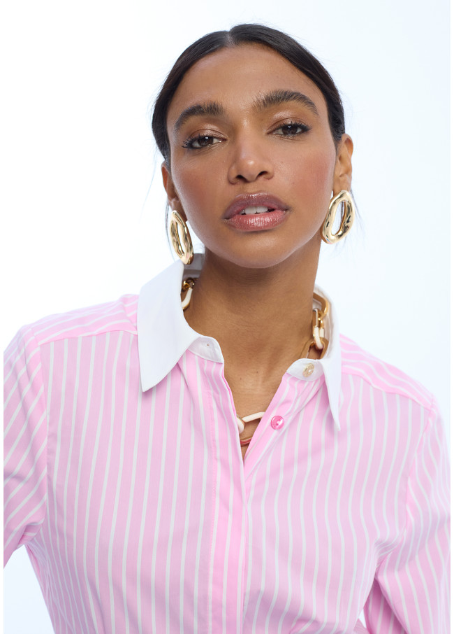 Camicia di Popeline a Righe Sagomata