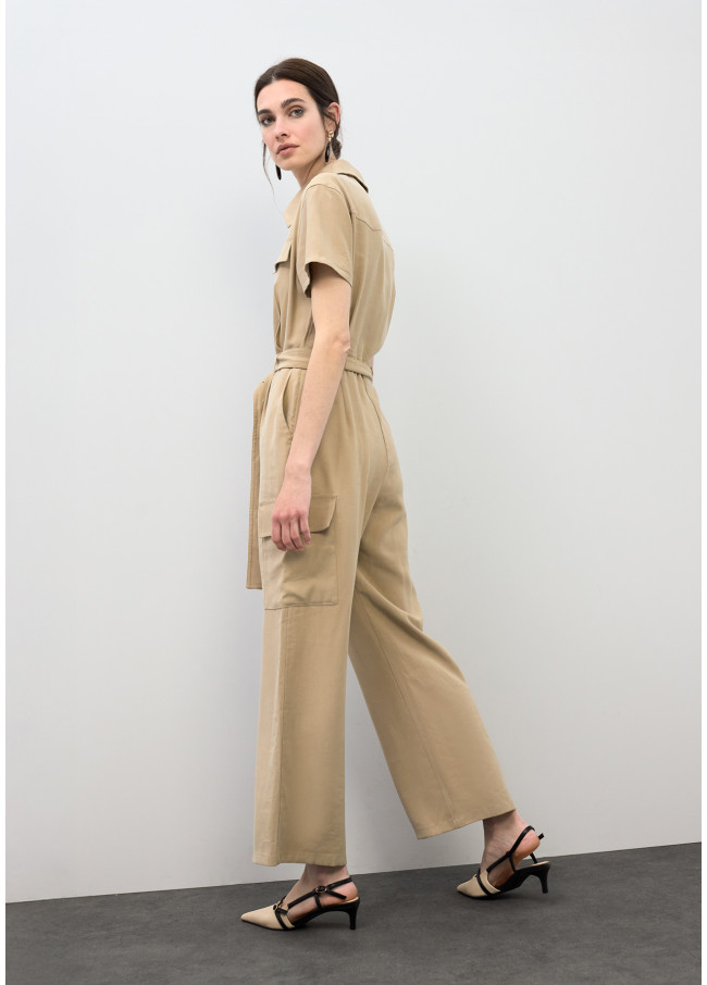 Short Sleeve Cargo Jumpsuit