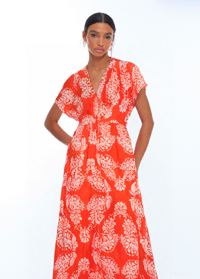 V-Neck Paisley Dress
