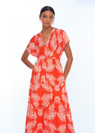 V-Neck Paisley Dress