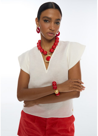 Short Sleeve Ruffle Blouse