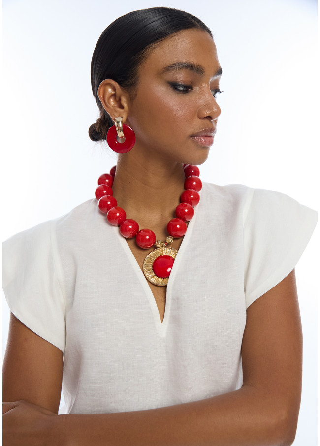 Blouse à Manches Courtes à Volants