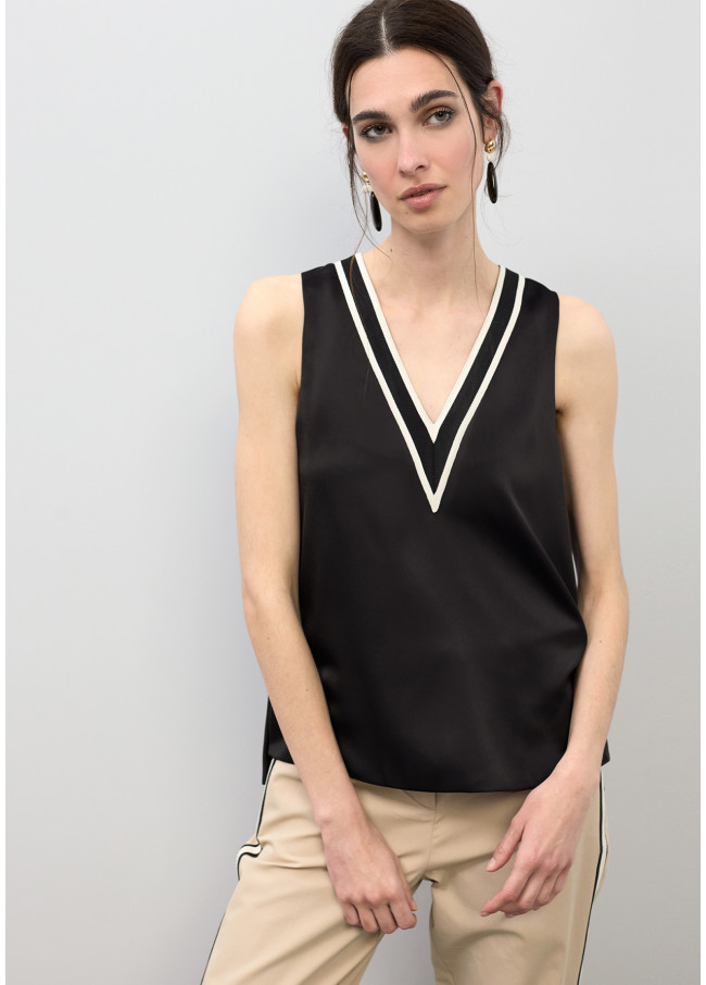 Top escote pico tricot