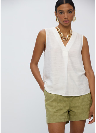 Top pliegue escote pico