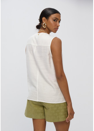 Pleated V-neck Top