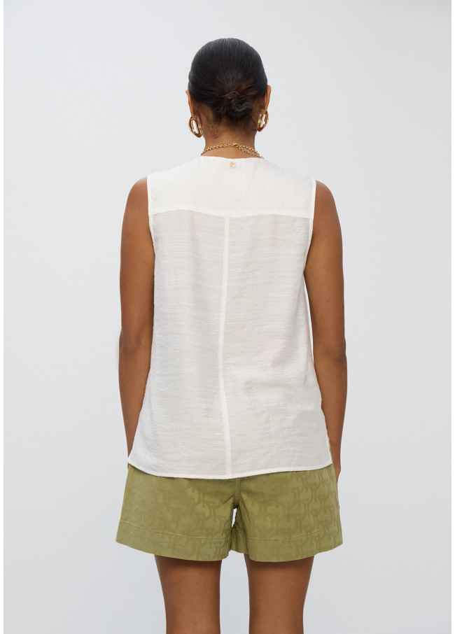 Top pliegue escote pico