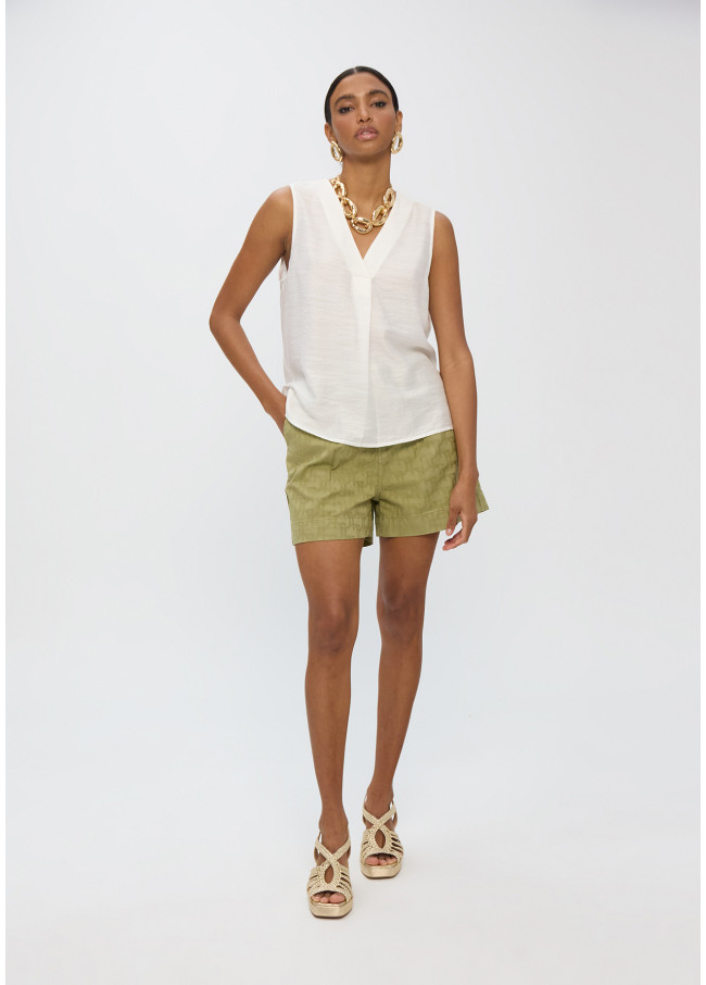 Top pliegue escote pico