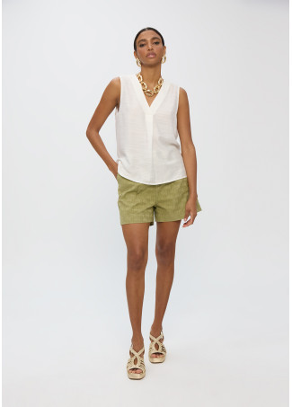 Top pliegue escote pico