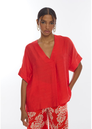 Blouse à Manches Courtes Col en V