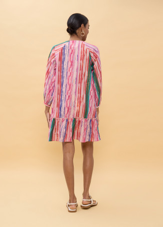 Short Multicolor Striped Lurex Dress