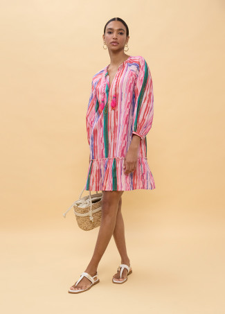 Short Multicolor Striped Lurex Dress