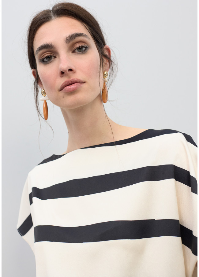 Blusa satinada rayas horizontal