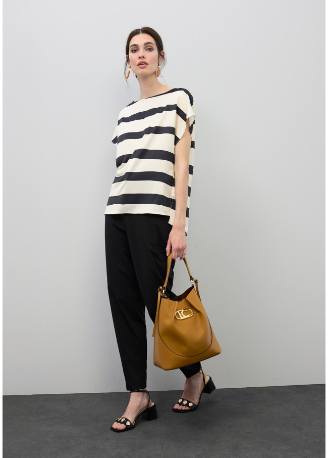 Blouse satinée à rayures