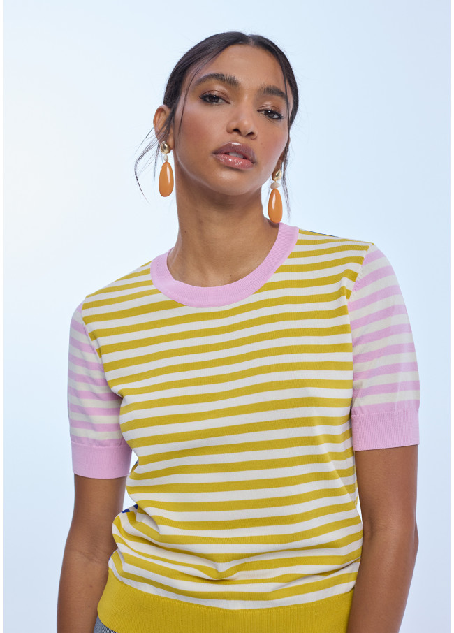Striped chunky knit T-shirt