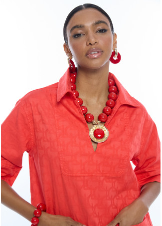 Vestido sarga logo jacquard LC