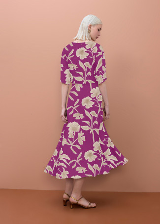 V-neck Satin Print Dress