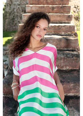 Vestido largo rallas tricolor