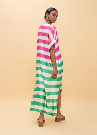 Long Tricolor Striped Dress