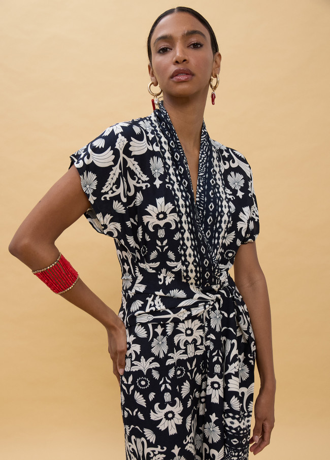 Ethnic Print Long Jumpsuit