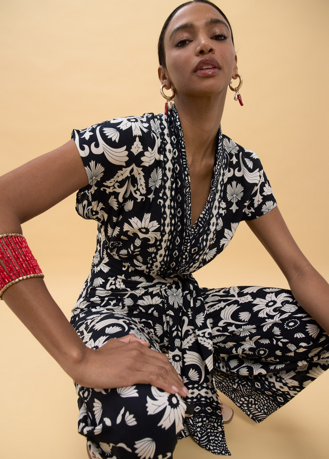 Ethnic Print Long Jumpsuit