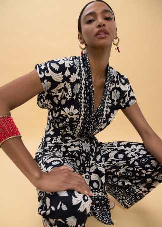 Ethnic Print Long Jumpsuit