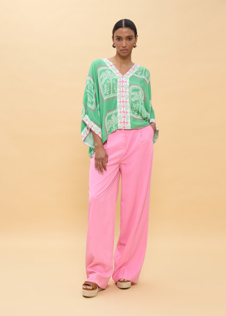 Printed Short Sleeve Tunic with V-Neck