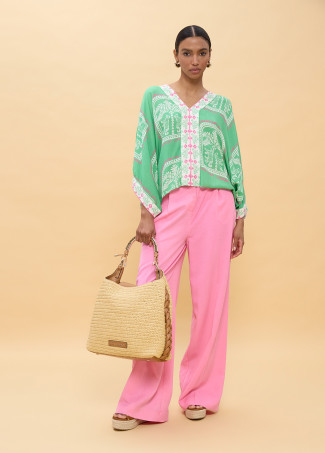 Printed Short Sleeve Tunic with V-Neck