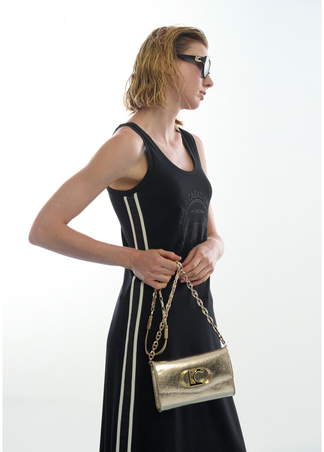 Black sports side stripes dress