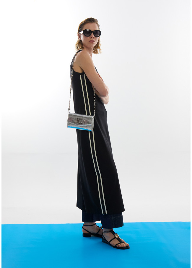 Black sports side stripes dress