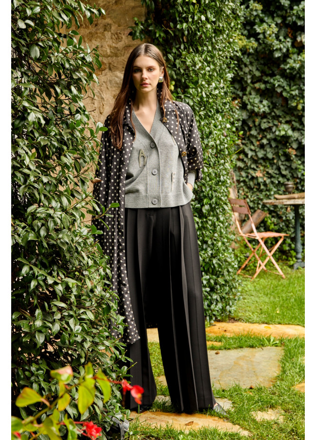 Long lightweight parka with polka dots