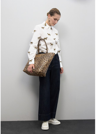 Leopard Print Poplin Shirt